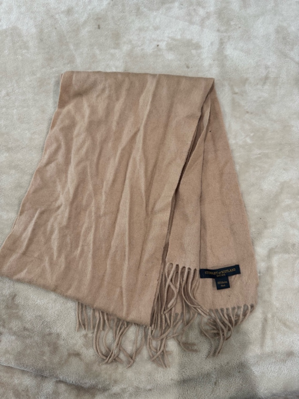Camel Cashmere-Blend Fringe Scarf wool camel